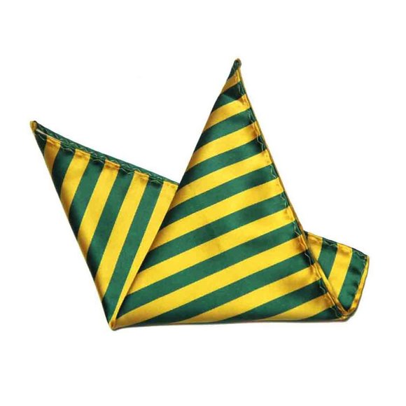 Gascoigne Repp Stripe Pocket Square Silk Yellow Green 9.5" X 9.5" Men's - Picture 1 of 2